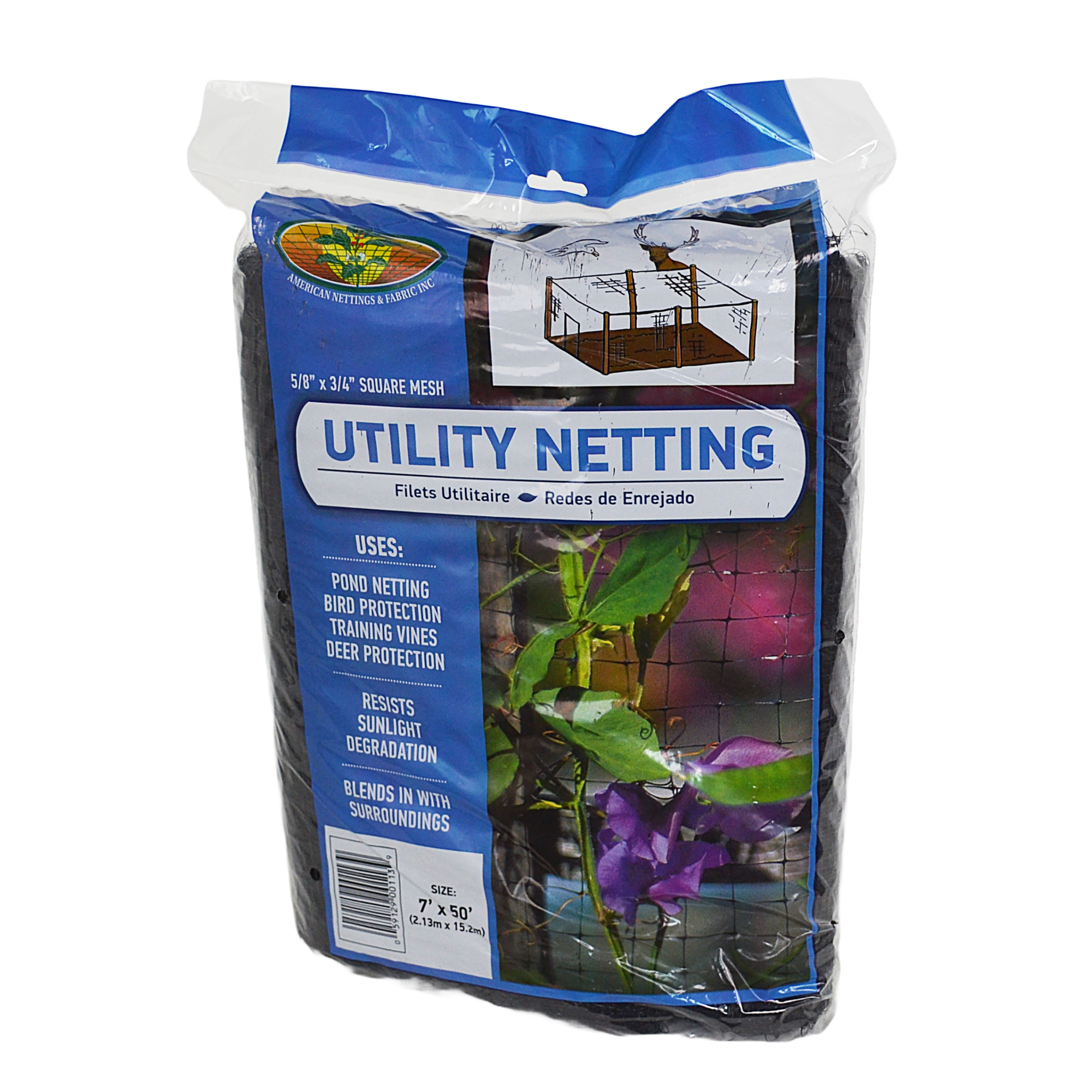 American Nettings & Fabric, Inc., Utility Netting 7ft.x50ft., Model# 00113
